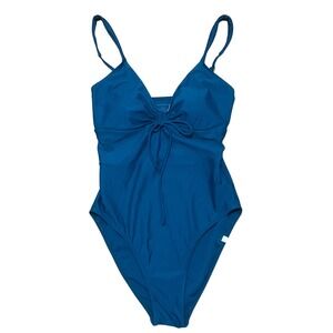 Summersalt Womens 8 Cinched One Piece Swimsuit Seaweed Blue Tie Front Adjustable